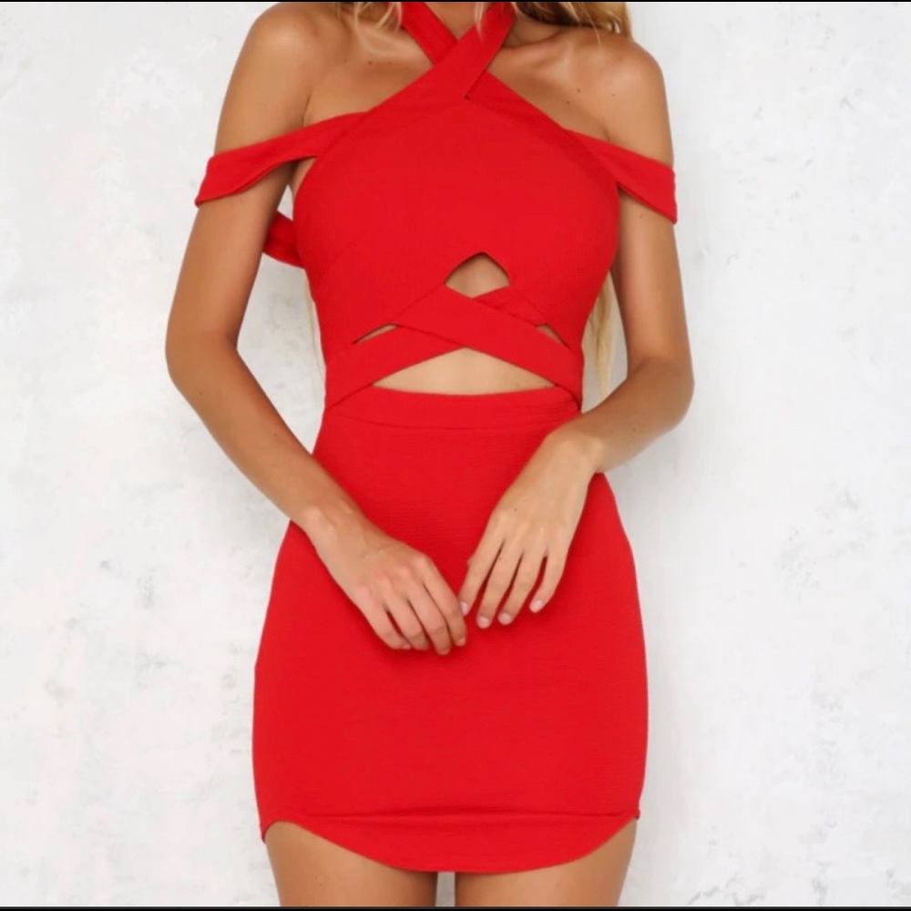 Hello Molly red cut out mini dress
